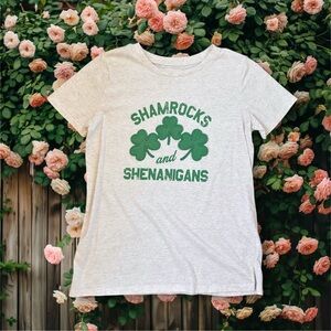 Maurices Light Slightly Heathered Tee with Green Shamrocks